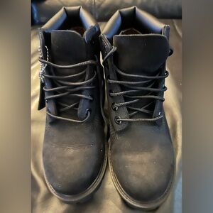 Kids Black Timberland Boots with Rugged Sole. Size 13